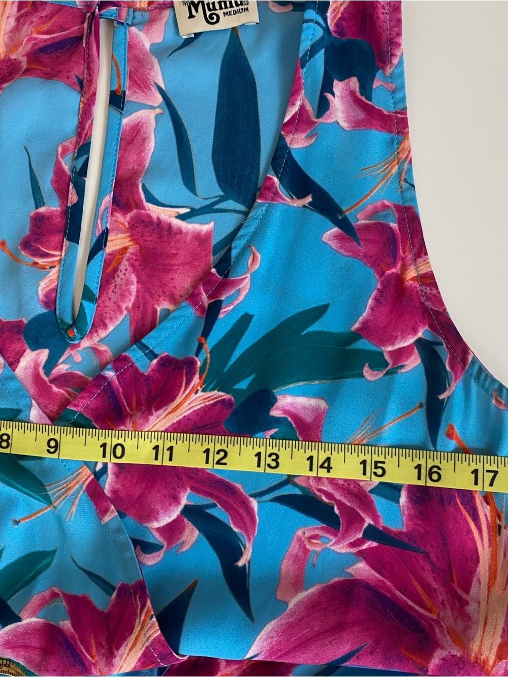 SHOW ME YOUR MUMU Riri Romper Sea Lilies Floral Blue Pink V neck Sleeveless Sz M - Picture 5 of 10